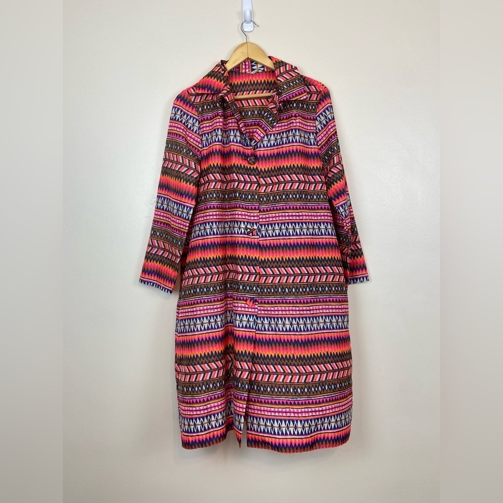 VINTAGE 60s Neon Pink AQUASHEEN RAINCOAT Large psychedelic Vinyl Jacket Medium